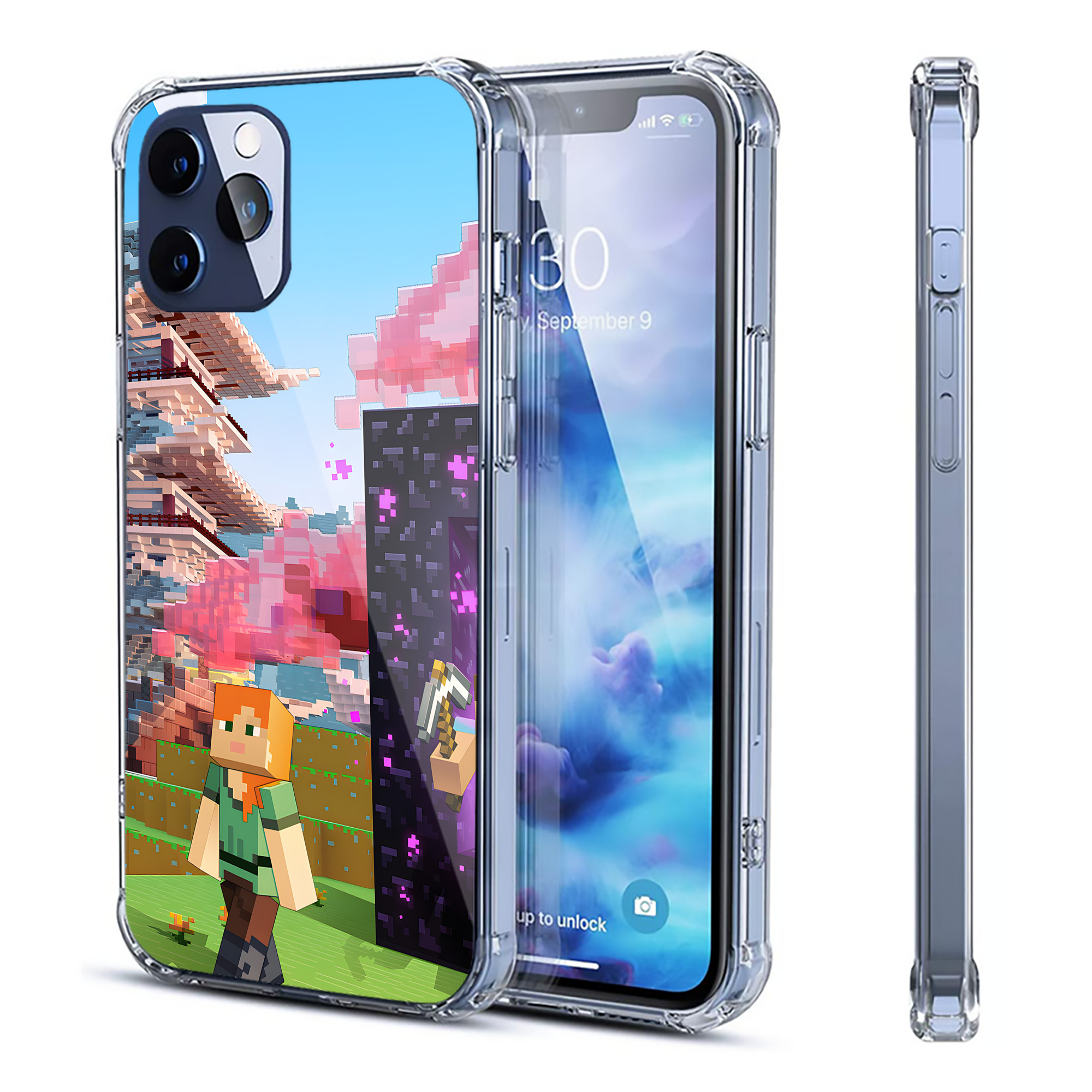 （画像用） マインクラフト ブロックの世界 Minecraft MC Block world 【iPhone 12シリーズ対応】透明スマホケース（クリアソフトケース）